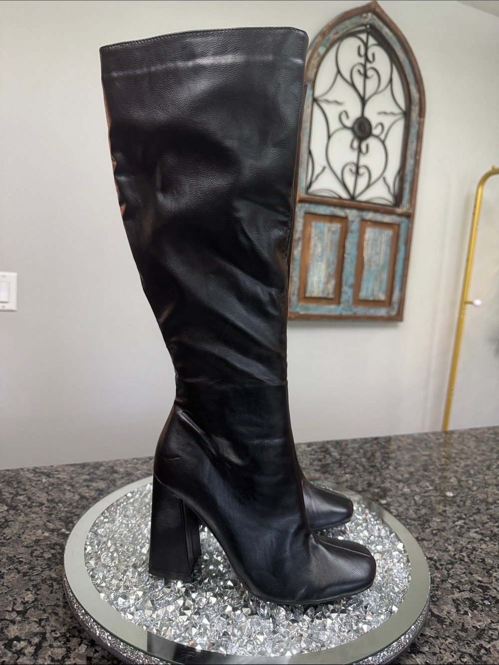 SHEIN Black Over-the-Knee Block Heel Boots NWOT 8